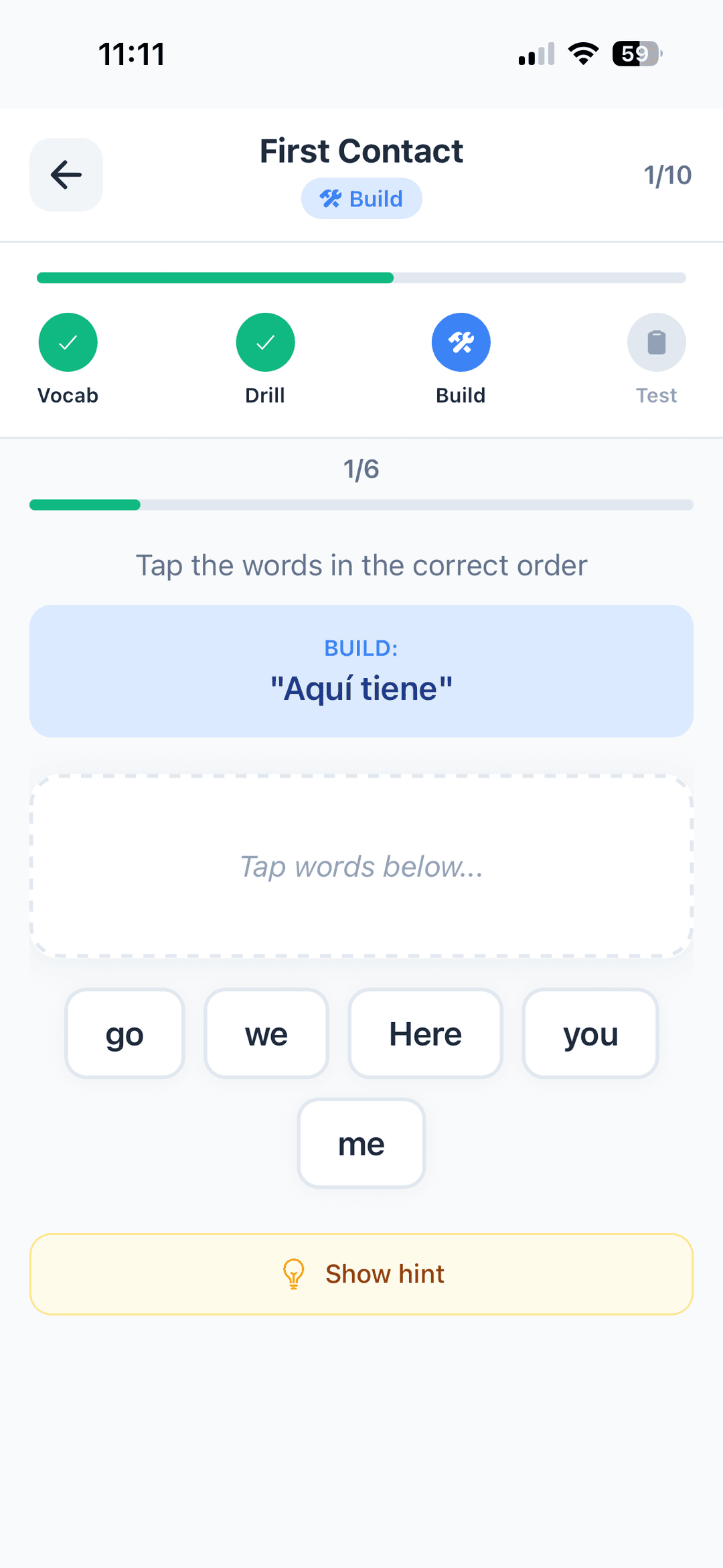 Sentence building