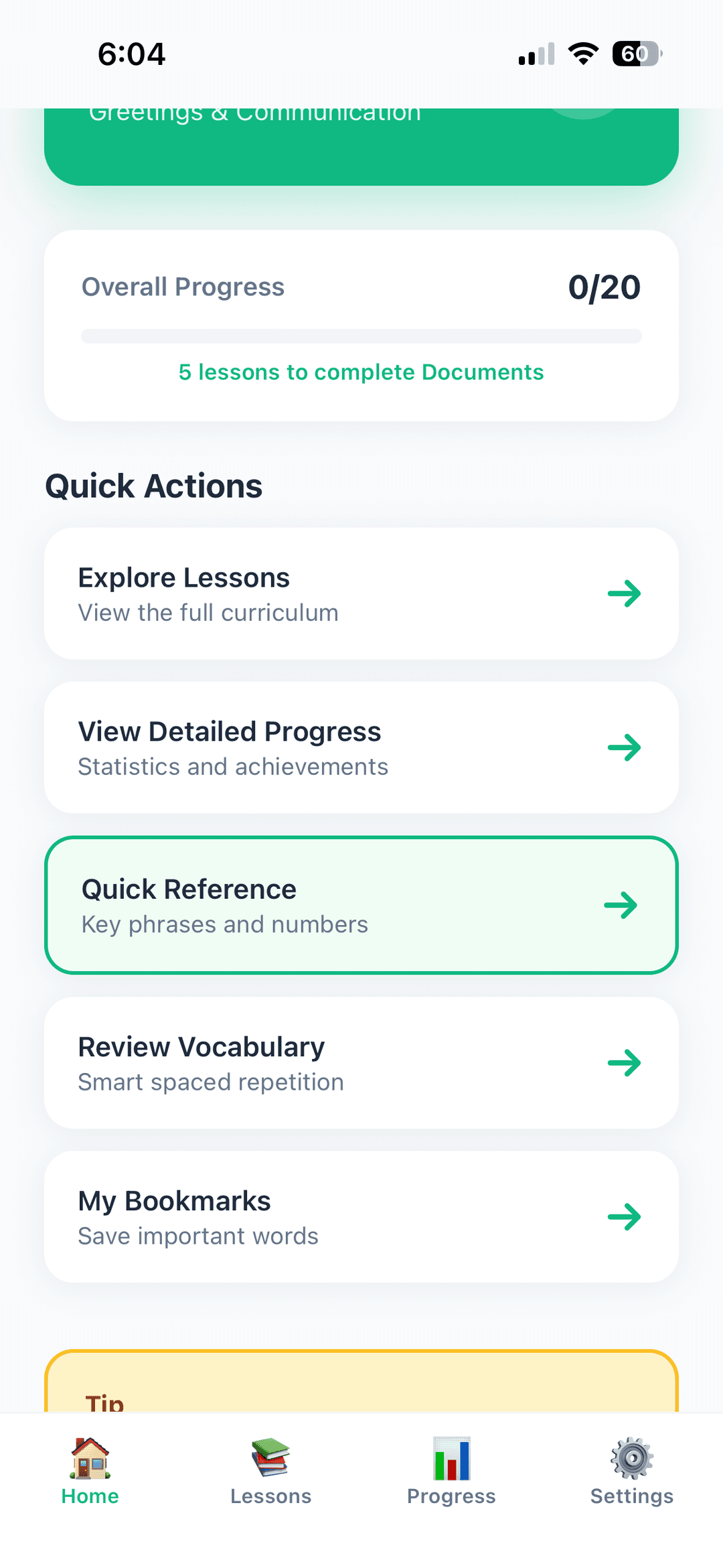 Quick actions